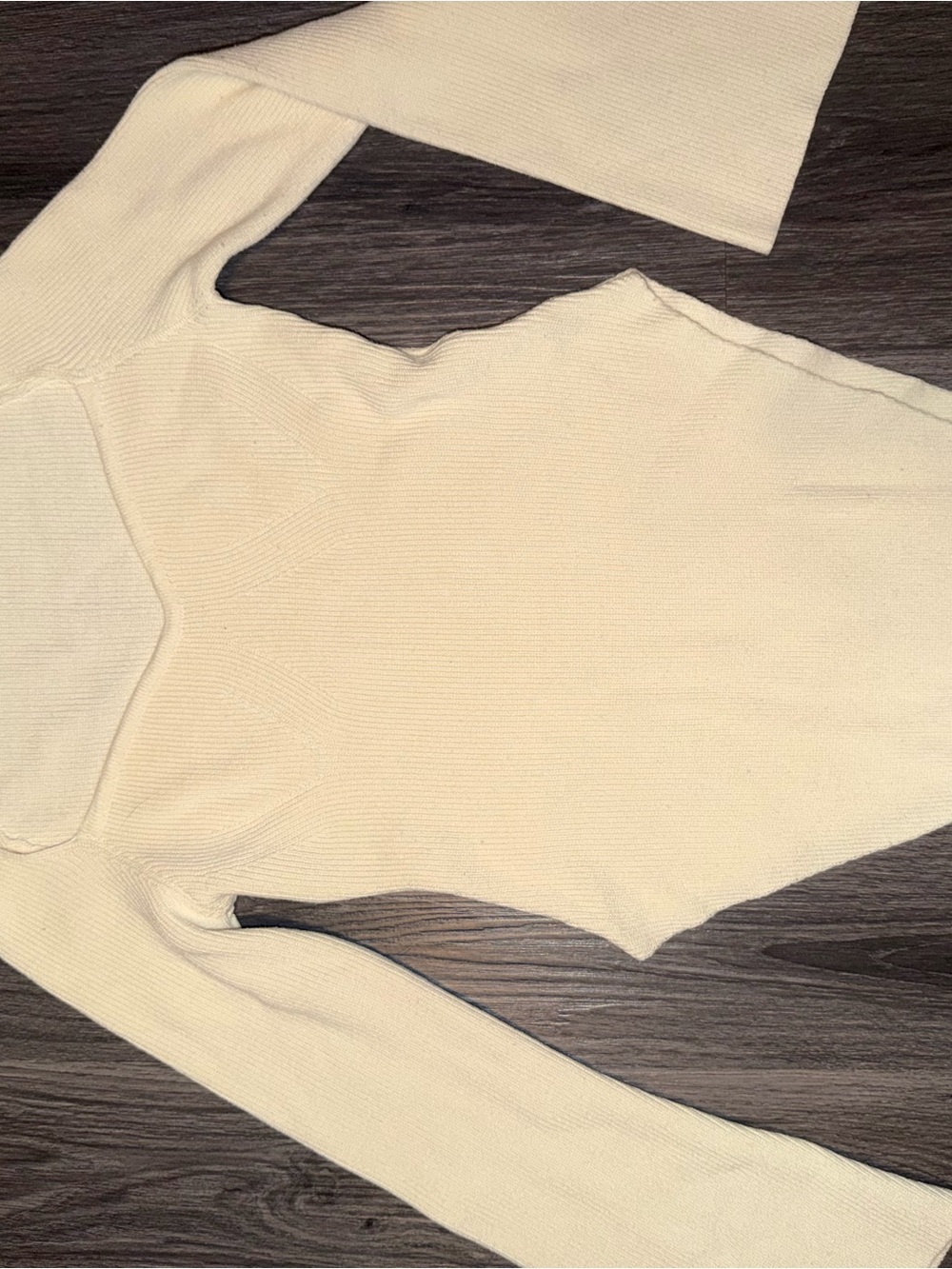 Cream Ribbed Long Sleeve Bodysuit - Picture 1 of 4